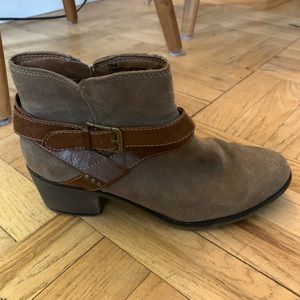 Brown suede booties